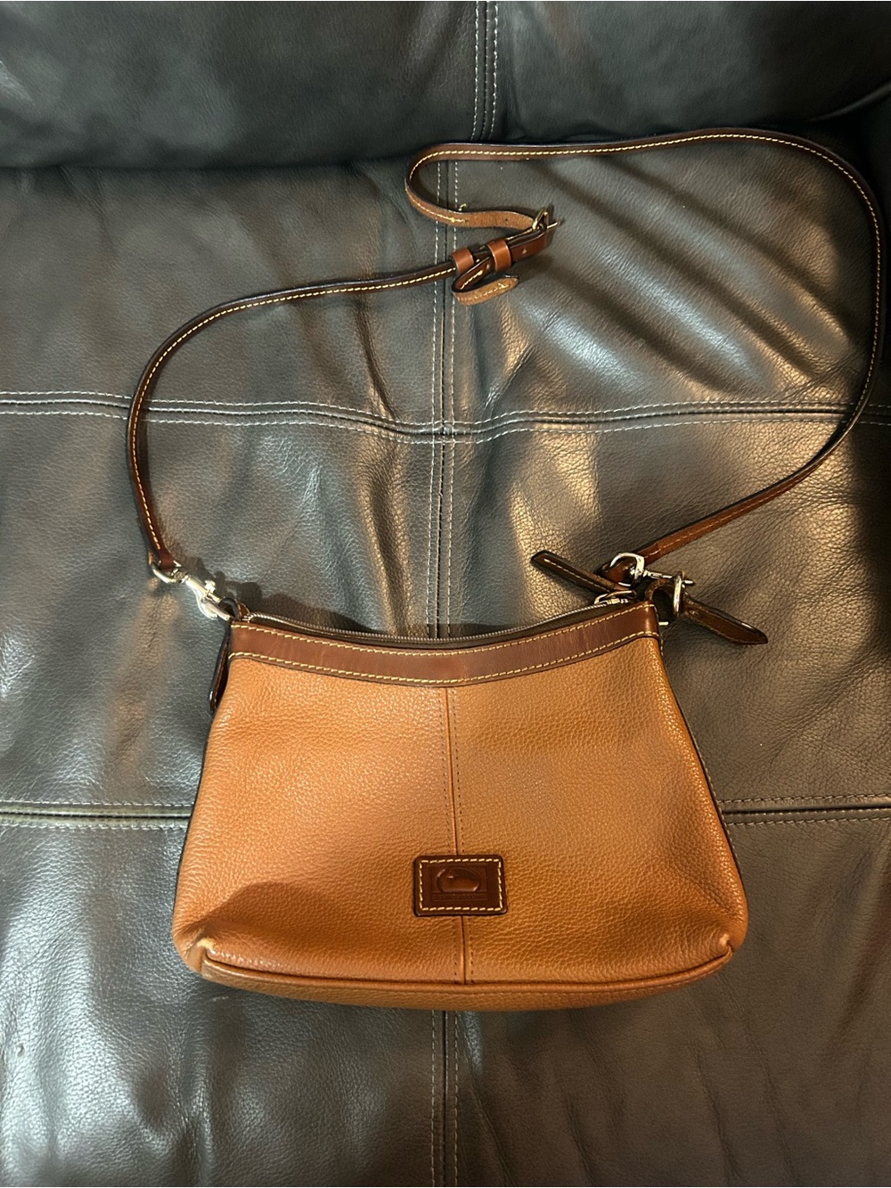 Dooney and Bourke brown leather crossbody — DAMAGED (please read description)